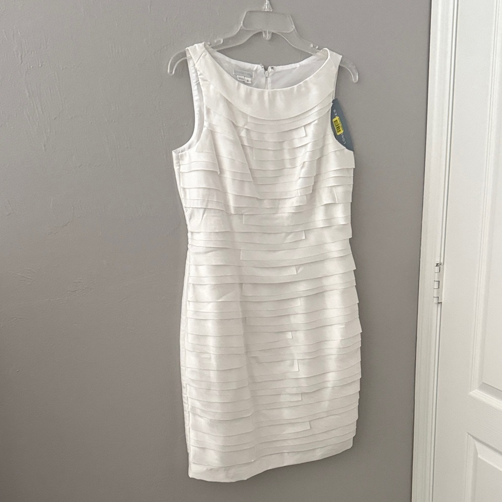 London Times White Textured Mini Dress